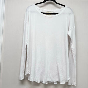 Women's CHASER White Ribbed Long Sleeve Tee Shirt M